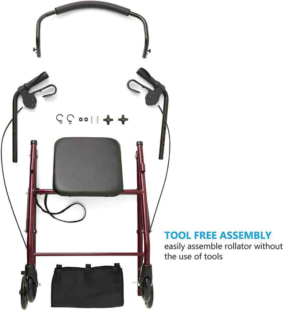 Folding Rollator in Red Coastal Medical Equipment
