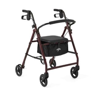 Steel Lightweight Folding 4-Wheel Rollator in Red MDS86850ES