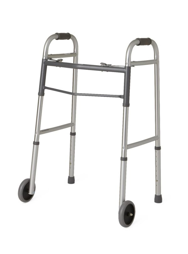 Guardian two button folding walkers with 5 wheels g30757wh