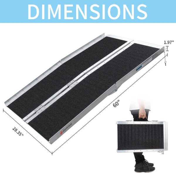 5 ft non skid wheelchair ramp traction folding aluminum scooter mobility handicap ramps