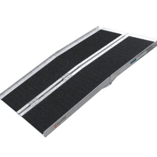 5 foot non skid wheelchair ramp traction folding aluminum scooter mobility handicap ramps for home steps, holds up to 600 lbs